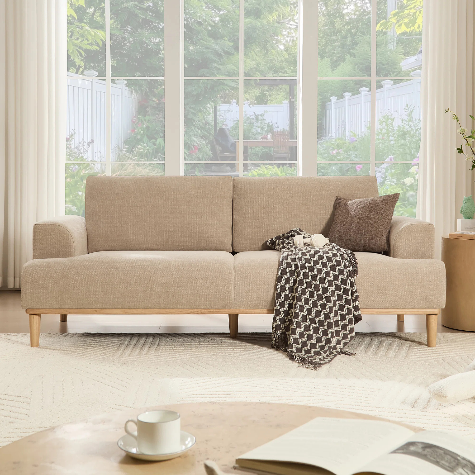 George Oliver 83.85" Modern Sofa Chenille Wooden Upholstered Couch & Reviews | Wayfair | Wayfair North America