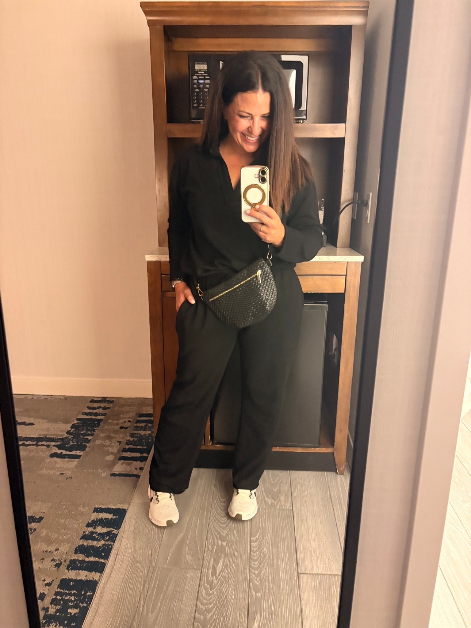Easy travel outfit. Frank and Eileen vibes. Petite friendly, drawstring elastic waist pants with functional side pockets, and v neck collared long sleeve top. This two piece set looks and feels luxe but the price is affordable. I’m 5’2” and wearing a small. 

Mom style
Week look
Travel set 
F + E

#LTKPetite #LTKOver40 #LTKTravel