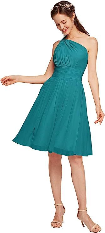 Alicepub One Shoulder Chiffon Bridesmaid Dress Short Formal Dresses for Women Party Homecoming | Amazon (US)