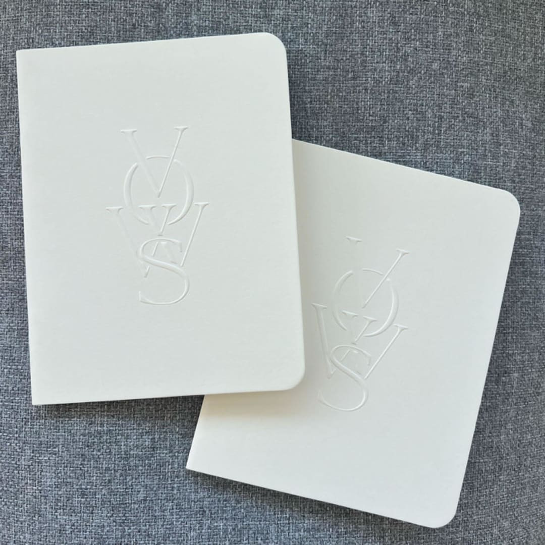 Luxe Embossed Unisex Vow Books, Set of Two Light Cream - Blank Paper | Minted