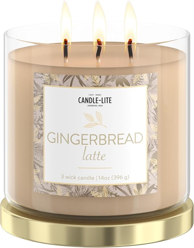 Candle-Lite Scented Candles, Gingerbread Latte Fragrance, 14 oz Three-Wick Aromatherapy Jar Candl... | Amazon (US)