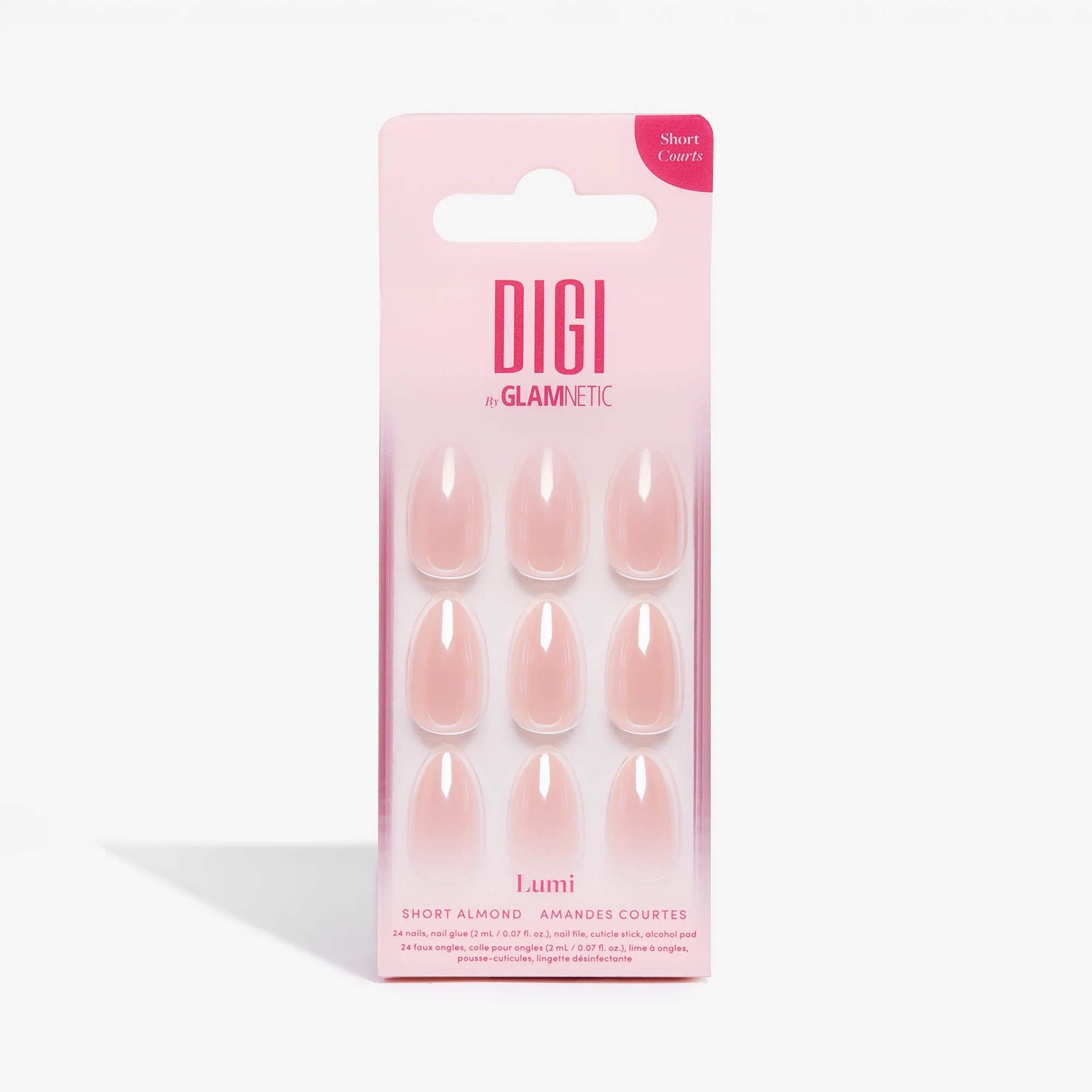 DIGI by Glamnetic Short Almond Artificial Press-on Nails, Lumi, 24 Pieces | Walmart (US)