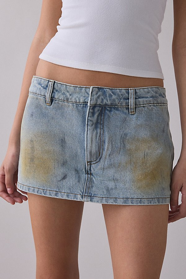 Lioness Rhode Denim Low-Rise Mini Skort in Stone Blue, Women's at Urban Outfitters | Urban Outfitters (US and RoW)