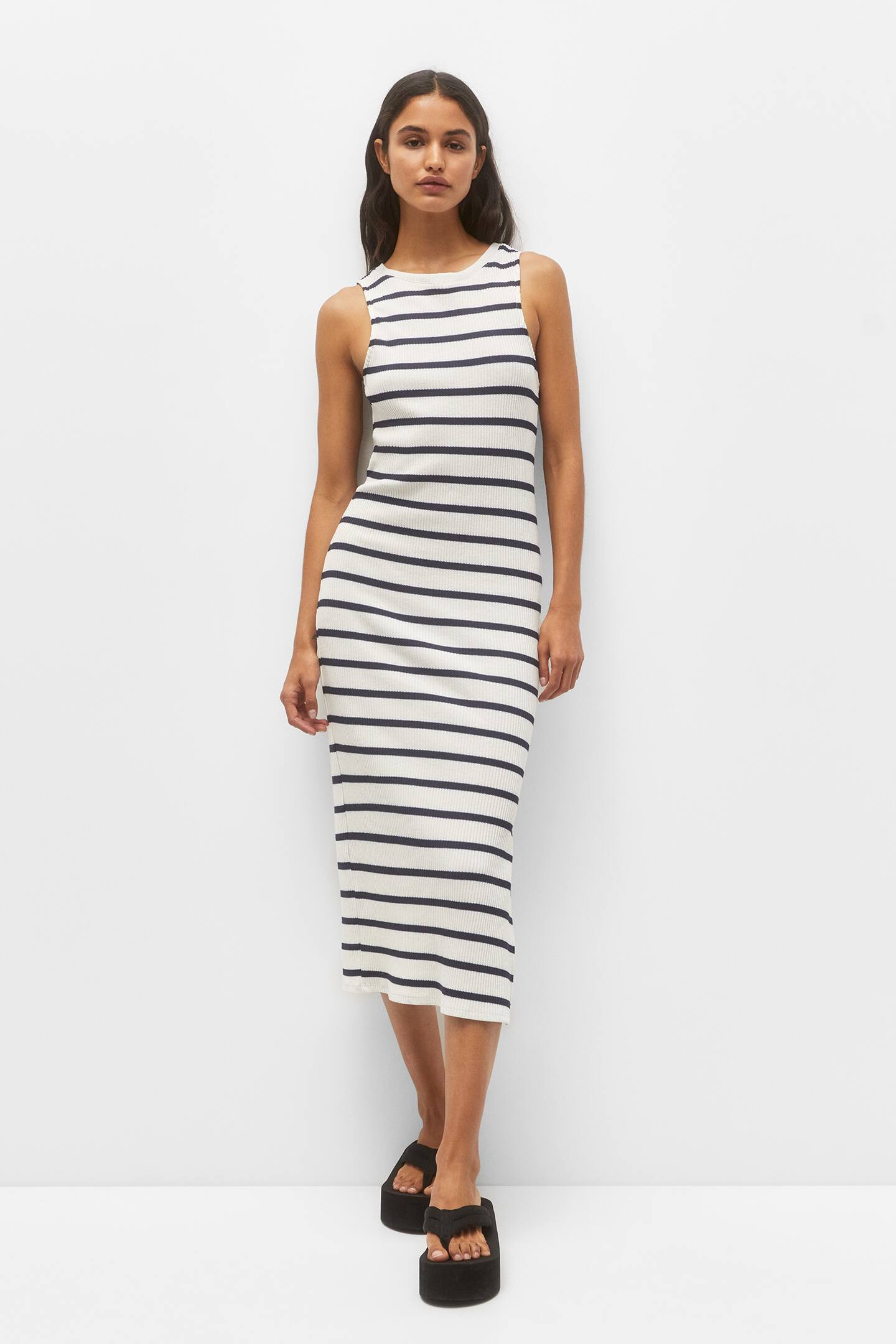 Striped midi dress | PULL and BEAR UK