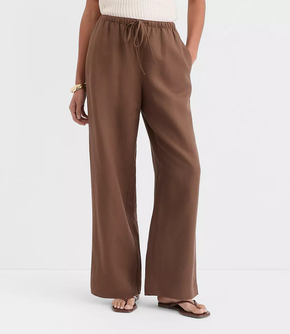 Petite Sawyer Pull On Pants in Linen Blend | LOFT