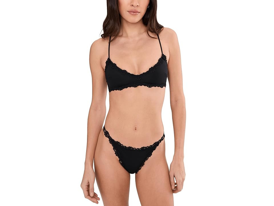 Free People Charlie V Bralette Women's Bra Black : XL (Women's 16), Nylon/Spandex | Zappos