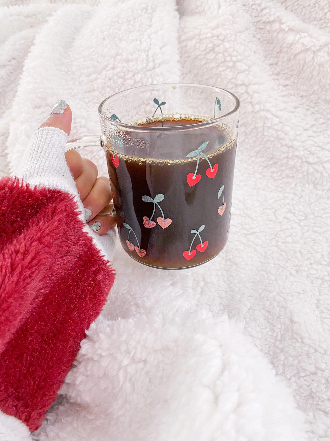 Cherry Heart Glass Mug - Etsy | Etsy (US)