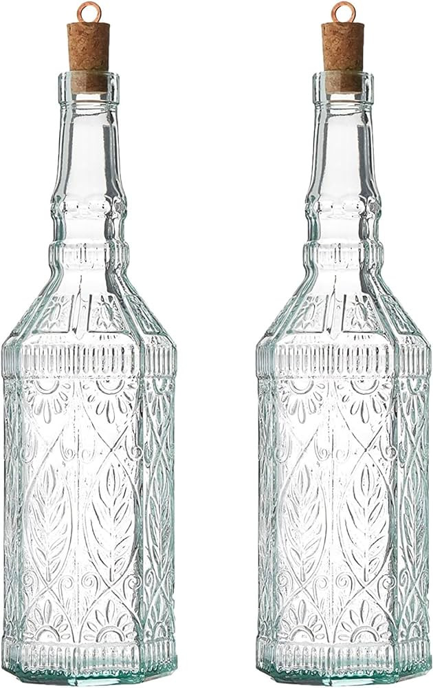 Bormioli Rocco Set Of 2 Country Home Fiesole Bottle, 24-ounce With All Natural Cork Lid, Blue-gre... | Amazon (US)