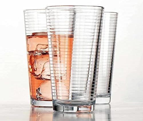 Drinking Glasses - Set of 10 - Highball Glass Cups By Glavers, Premium Quality Cooler 17 Oz. Ribbed  | Amazon (US)