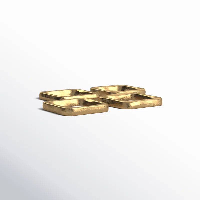 AllModern Brass Finished Square Metal Napkin Rings With Leather Tie (Set Of 4 Pieces) | Wayfair | Wayfair North America