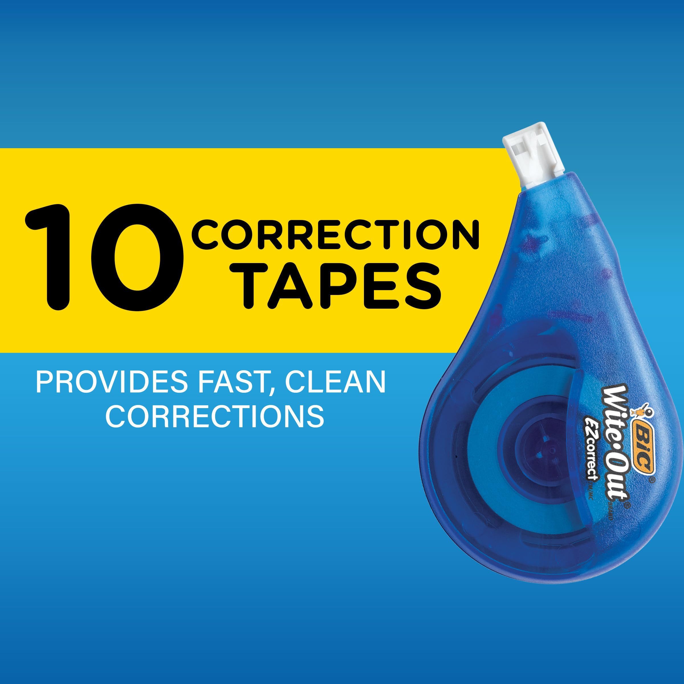 BIC Wite-Out EZ Correct Tear-Resistant Correction Tape with 39.3 ft of Tape, 10-Count Pack in Whi... | Amazon (US)