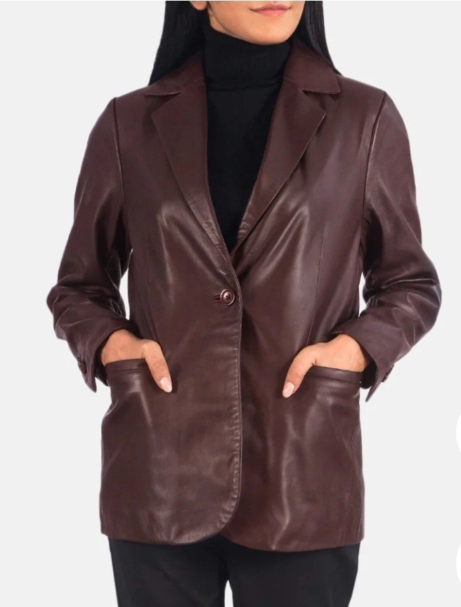 Maroon long leather blazer for women.Can be tailored for your height and size which makes it petite-friendly

#LTKPetite #LTKMidsize