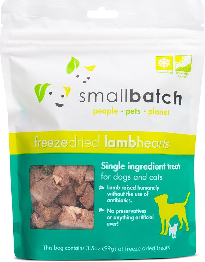 smallbatch Pets Premium Freeze-Dried Lamb Heart Treats for Dogs and Cats, 3.5 oz, Made and Source... | Amazon (US)