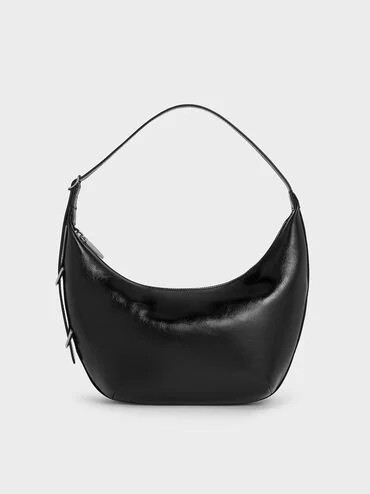 Bryna Curved Hobo Bag
    
         - Noir | Charles & Keith AU