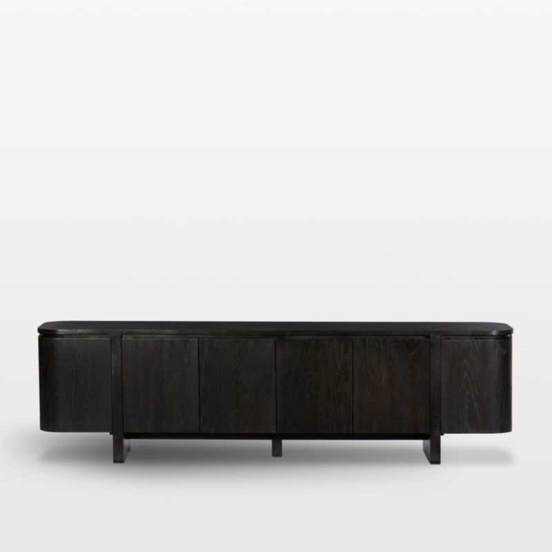 Elle 92" Black Oak Wood Storage Media Console | Crate & Barrel