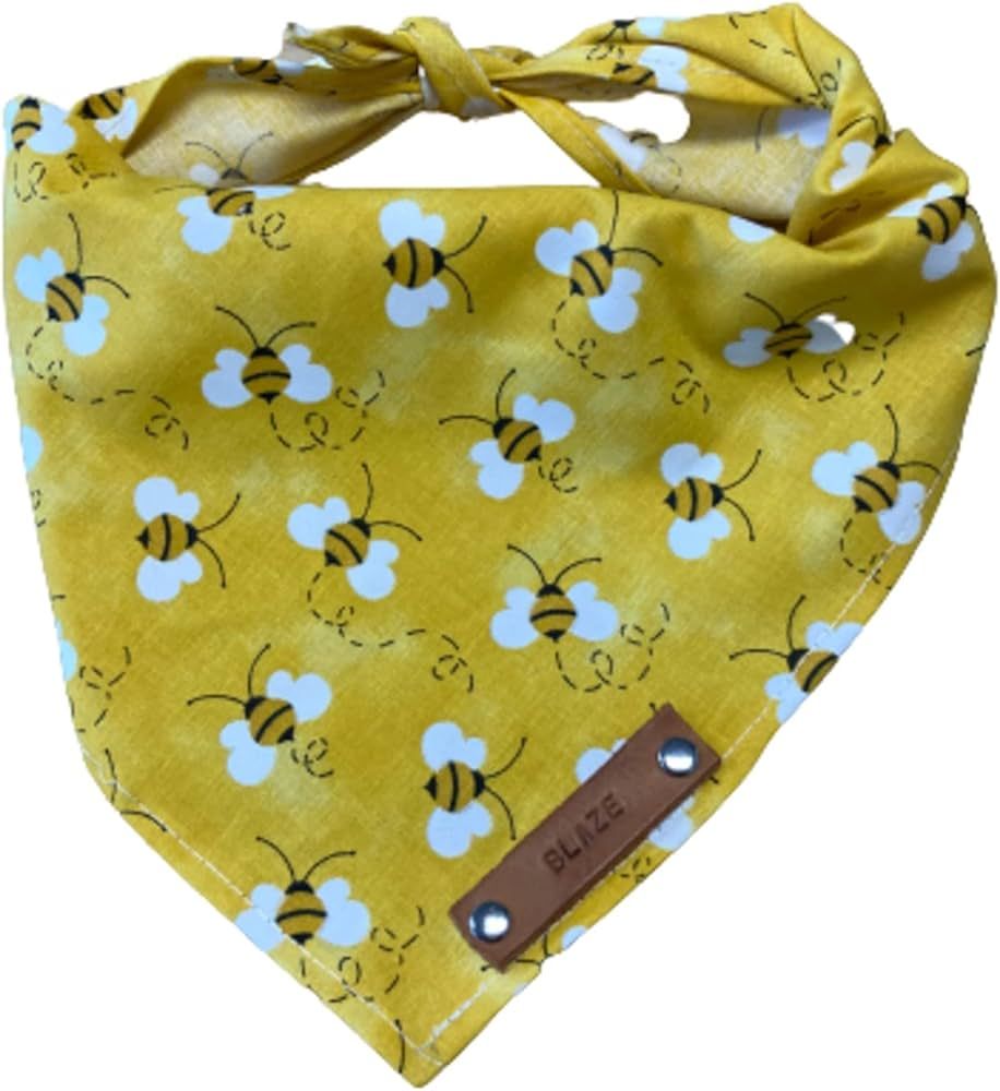 Pet Dog Bandana, Bumble Bees Theme, Leather Name Tag, Personalized Name, Bandanas for Dogs, Personalized Dog Bandanas (Sizes: XXSmall - XXLarge) (Bumble Bees, XX-Small) | Amazon (US)