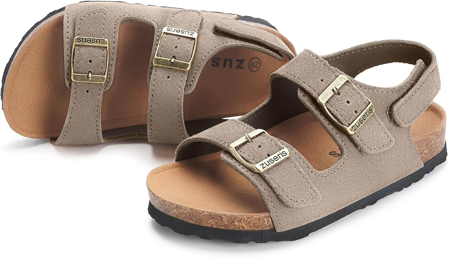 ZUSERIS Kids Toddler Sandals Boys Girls Cork Footbed Sandal Comfort Double Buckle Slip On Slipper... | Amazon (US)