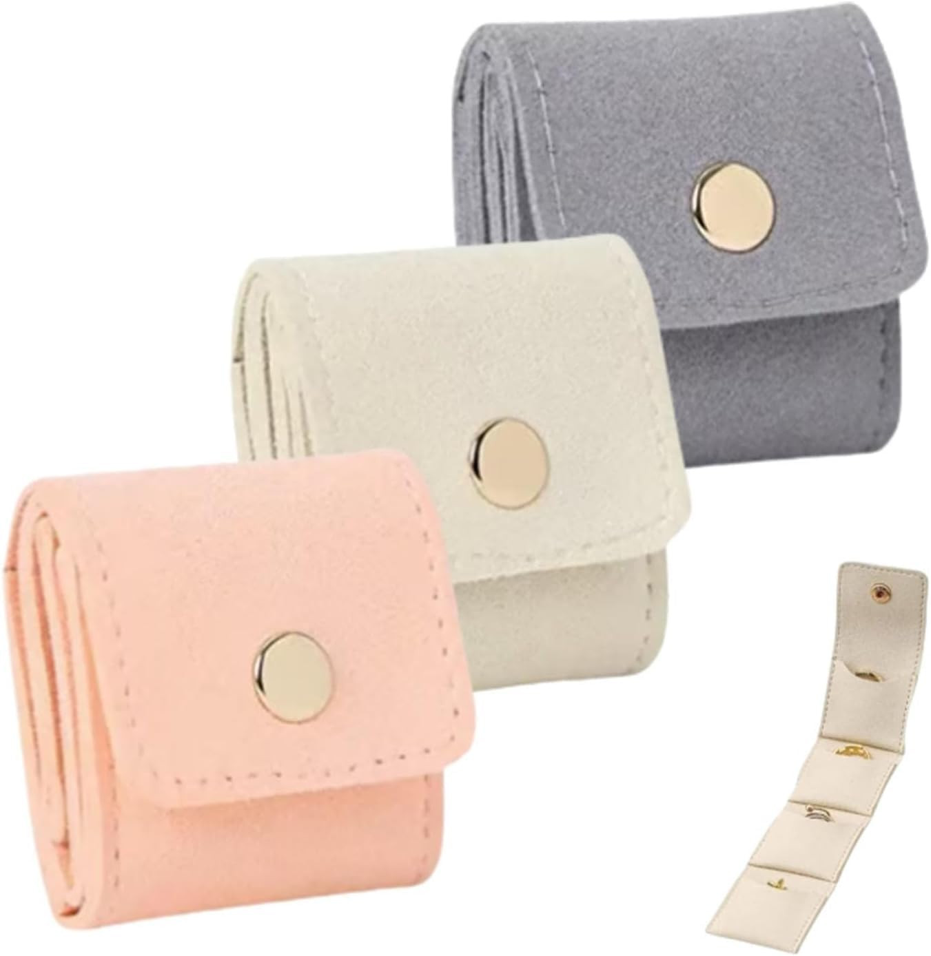 Mini Travel Jewelry Bag, Mini Travel Jewelry Roll Bag with Buckle, Portable Foldable Travel Jewel... | Amazon (US)