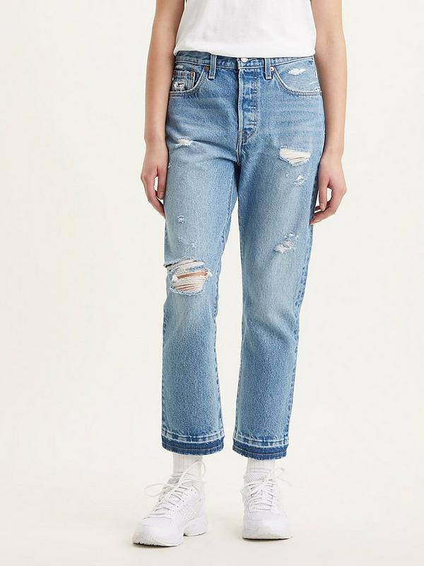 Levi's 501® Crop Straight Leg Jean - Light Indigo Destructed | Very (UK)