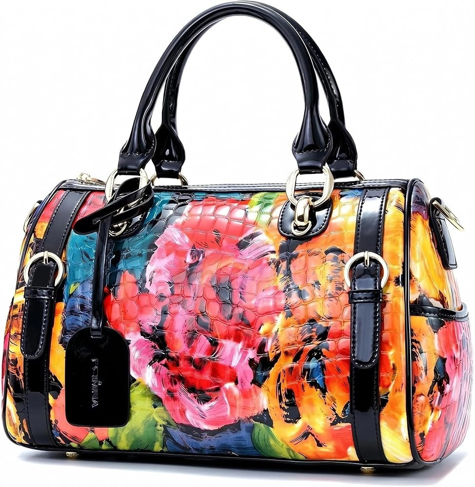 Medium Genuine Leather Shoulder Bags Purses Handbags for Women,Patent Leather Handbags,Leopard Pr... | Amazon (US)
