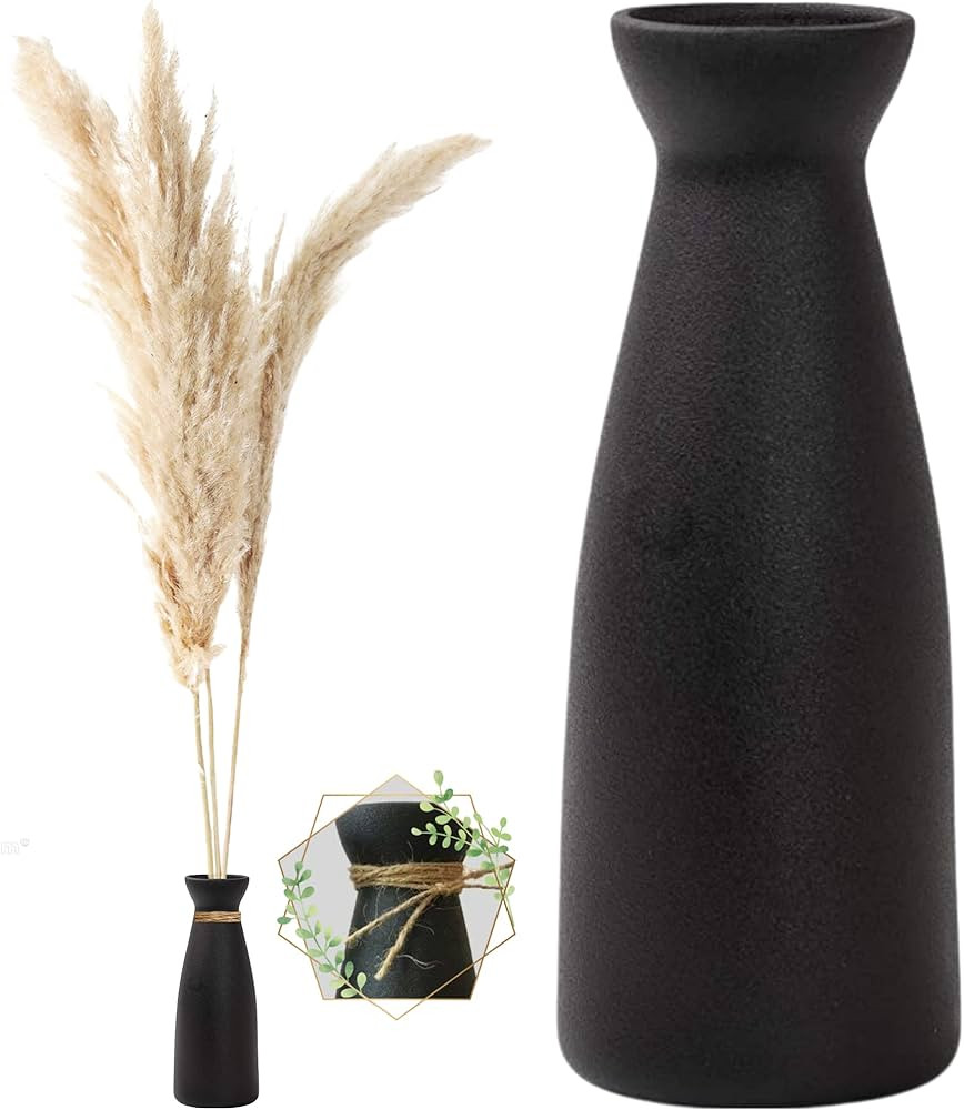W.Z WOODZIA Black Ceramic Vase for Pampas Grass, Modern Boho Home Decor Style, Perfect for Decora... | Amazon (US)