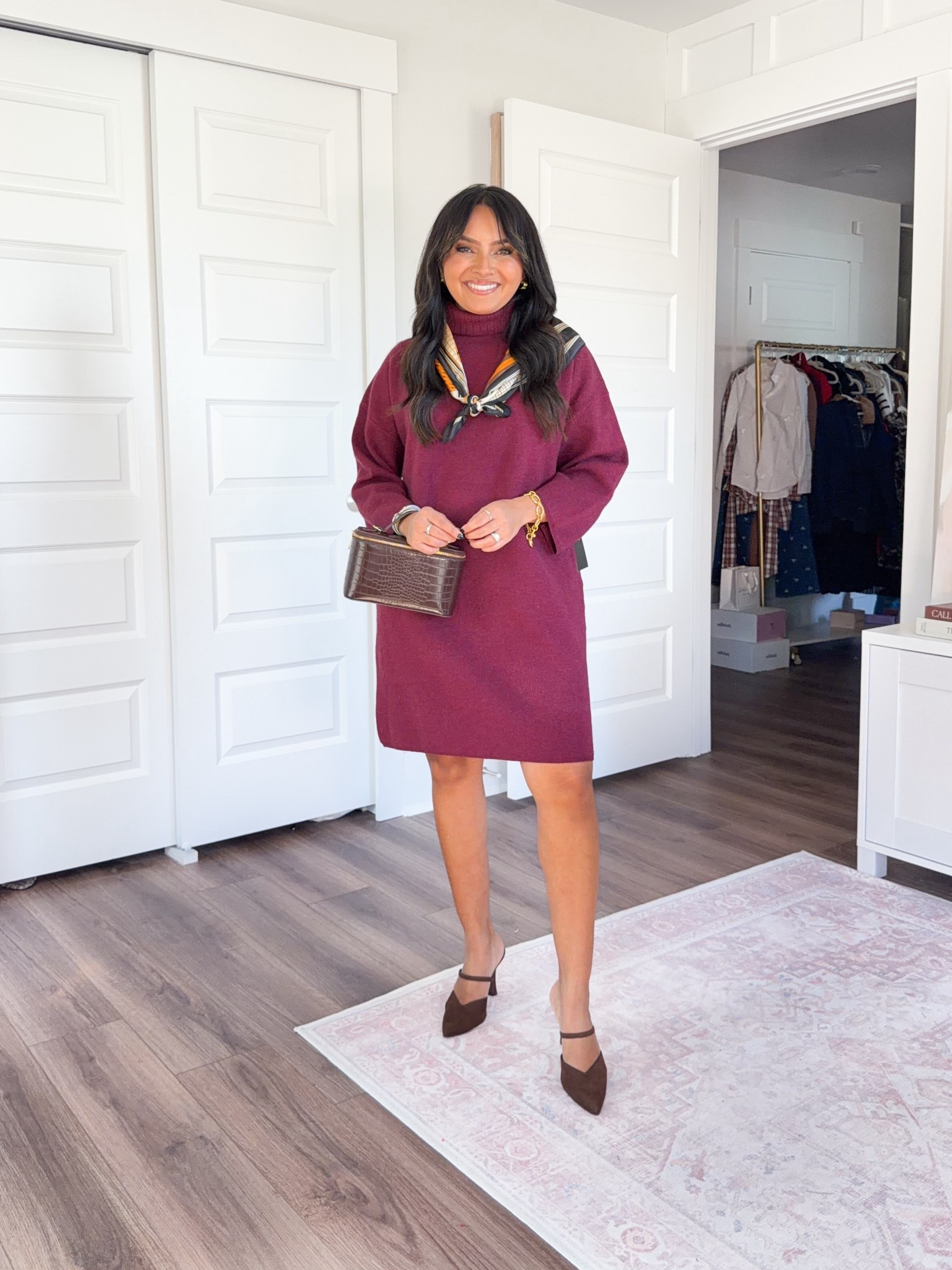 Cranberry burgundy sweater dress size xs TTS 
Brown heels size 5 TTS


#LTKPetite #LTKStyleTip #LTKSeasonal