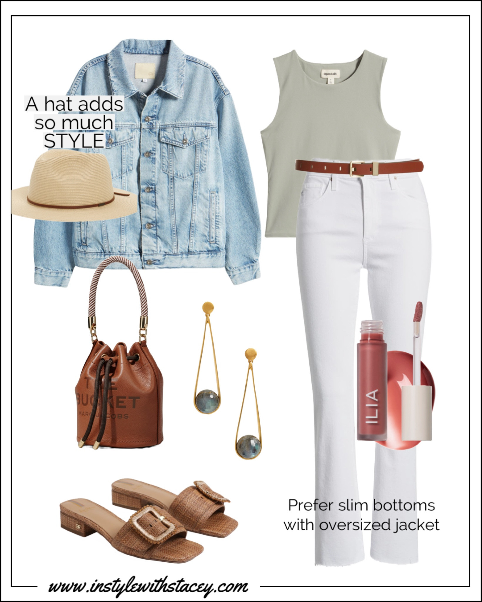 When wearing an oversized topper like this denim jacket from AG, keep your proportions in mind. I prefer to keep whatever is underneath slim so my frame does not get overwhelmed. A hat always makes things just a little more more stylish. 

#LTKover40 #LTKSeasonal #LTKstyletip