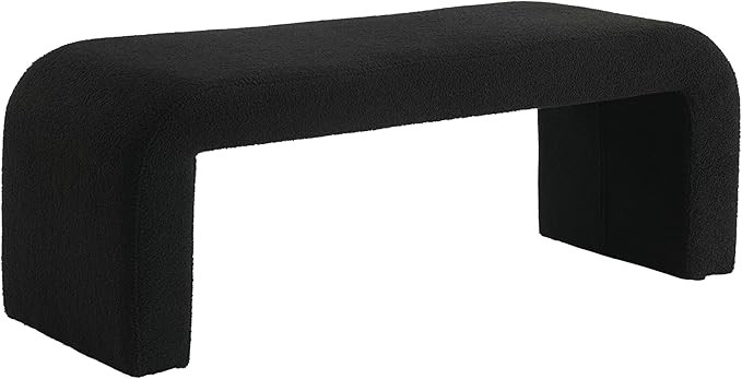 Wahson Black Modern Boucle Bench Set of 1, Rectangular Sherpa Entryway Bench, Upholstered Ottoman... | Amazon (US)