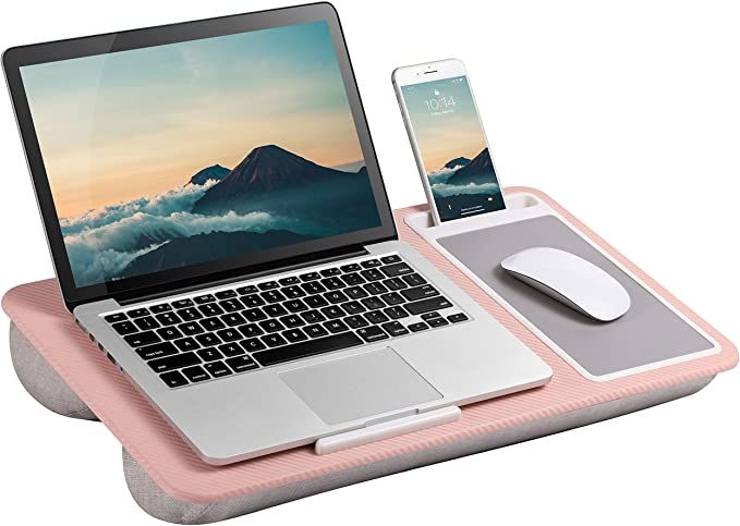 LapGear Home Office Lap Desk with Device Ledge, Mouse Pad, and Phone Holder - Pink - Fits Up to 1... | Amazon (US)