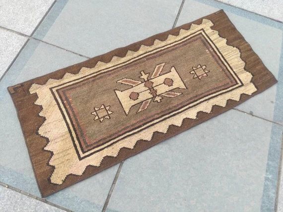 Old Small carpet Turkish small rug Small oushak rug beige | Etsy | Etsy (US)