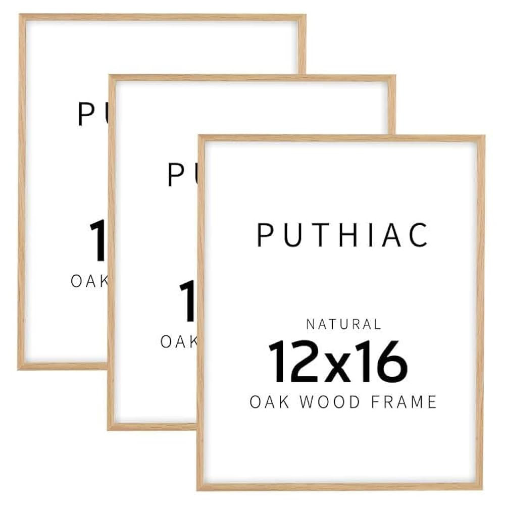 puthiac 12x16 Picture Frame Wood - 12 x 16 Poster Frame, 12 16 Oak Wood Picture Frame, 12 By 16 F... | Amazon (US)