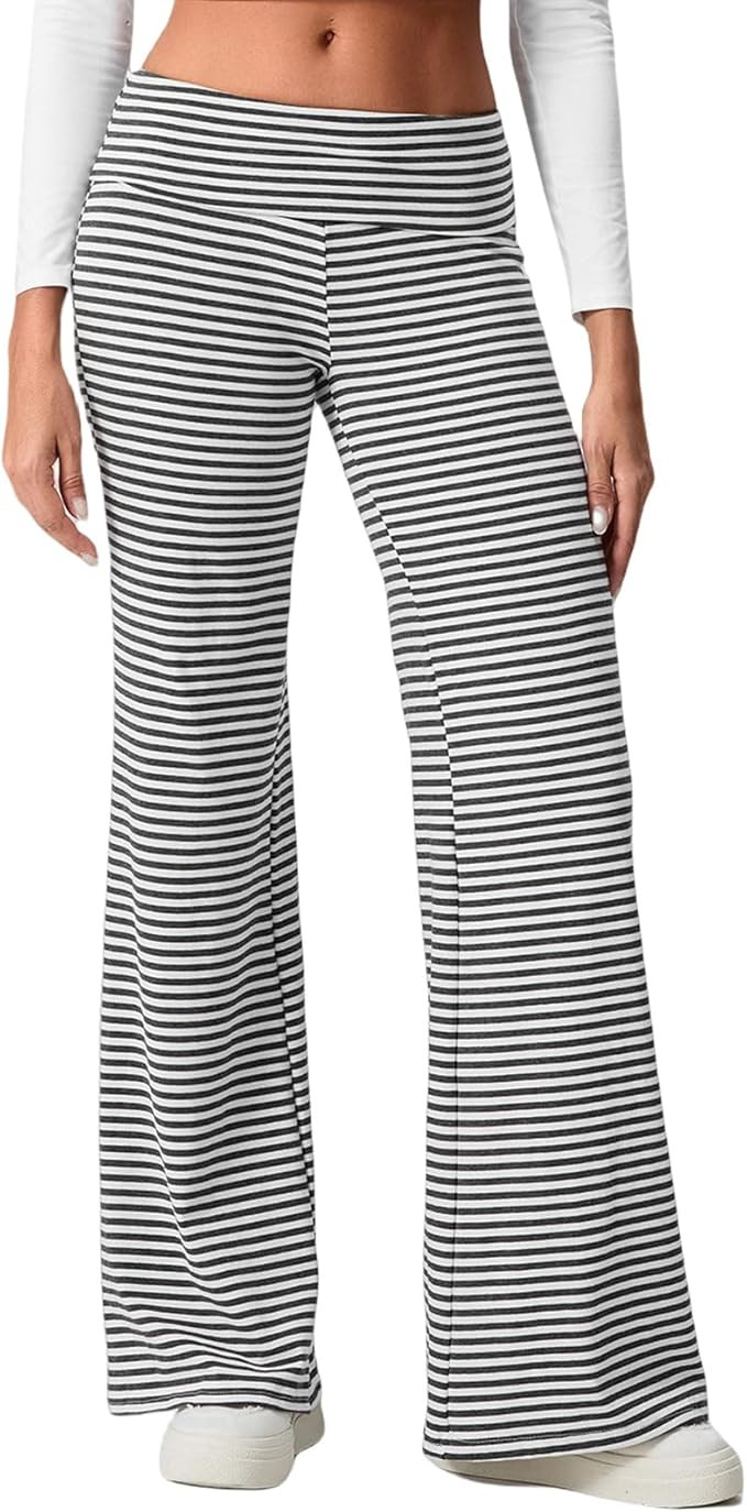 Wide Leg Sweatpants for Women Fold Over Low Rise Flare Yoga Lounge Pants Back to School Clothes f... | Amazon (US)
