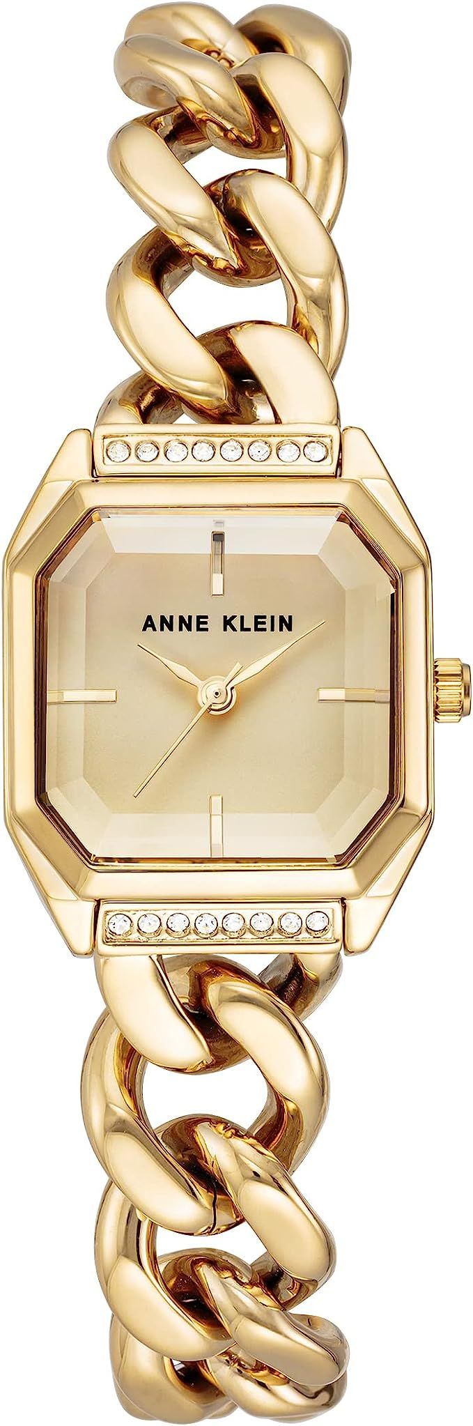 Anne Klein Women's Premium Crystal Accented Chain Bracelet Watch | Amazon (US)
