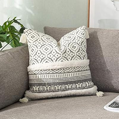 Tiffasea Throw Pillow Cover Boho Decorative Accent Neutral Soft Tufted Cushion Case Farmhouse Dec... | Amazon (US)