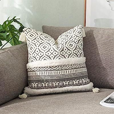 Tiffasea Throw Pillow Cover Boho Decorative Accent Neutral Soft Tufted Cushion Case Farmhouse Dec... | Amazon (US)