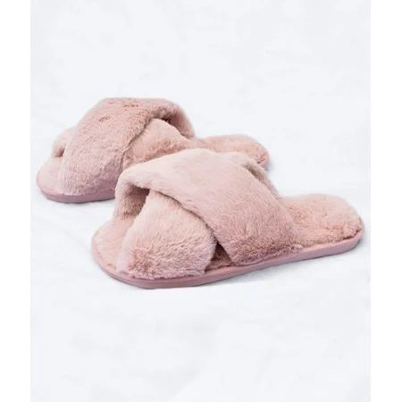 Women's Ridiculously Soft Fuzzy Criss-Cross Slippers | Walmart (US)