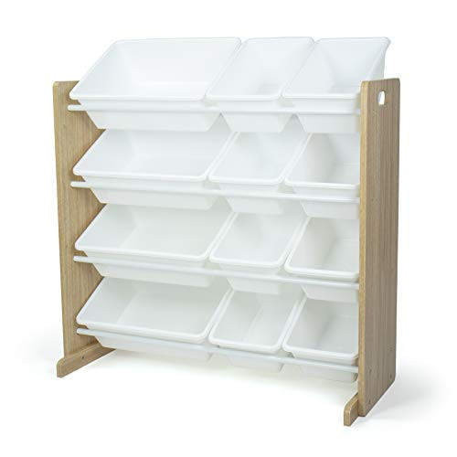 Humble Crew Kids Toy Storage Organizer with 12 Plastic Bins, Natural Wood/White – Removable Bins for Playroom, Bedroom, Toddler Furniture for Boys and Girls Ages | Amazon (US)