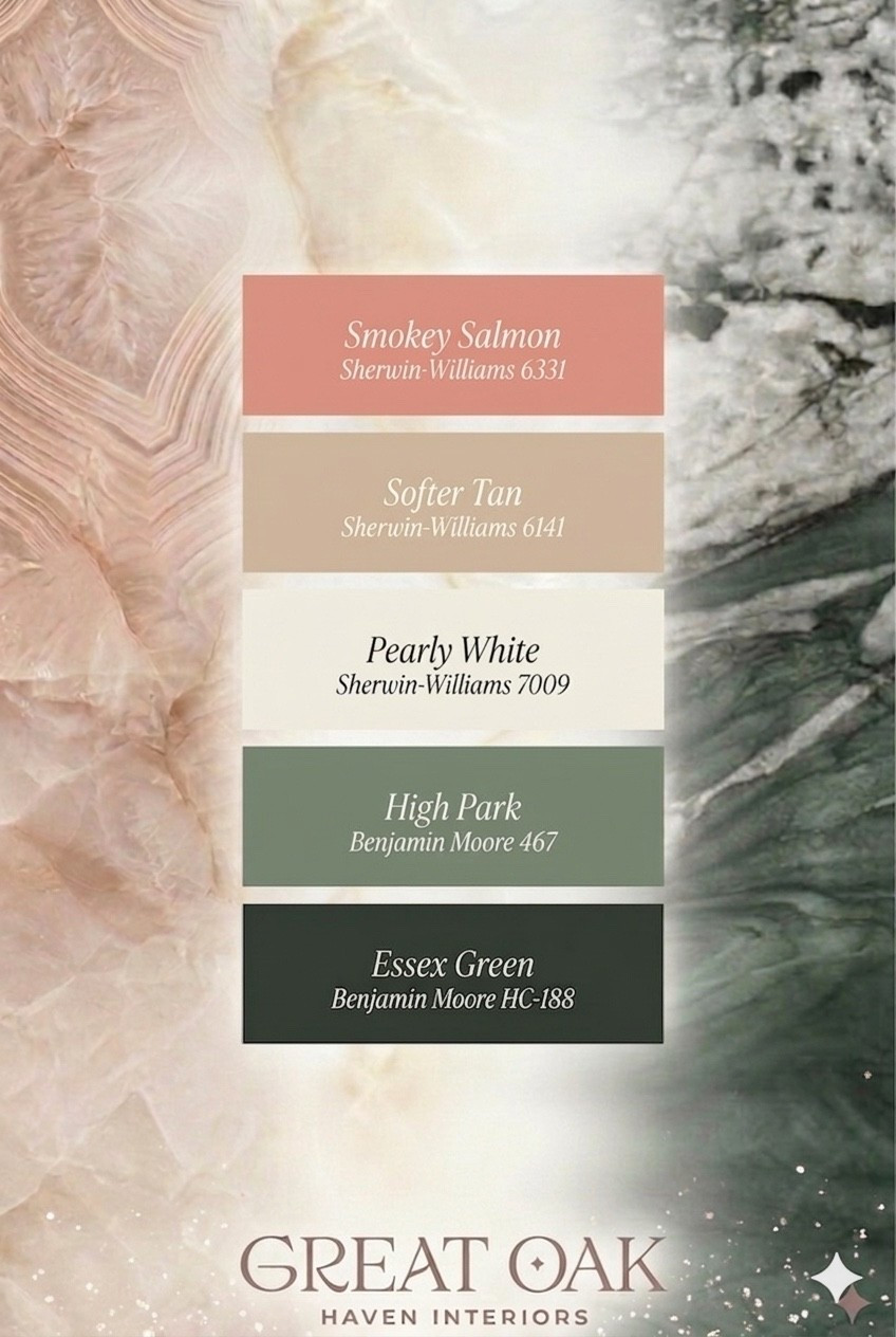 ✨natures palette pink quartz and green star granite but make it wall paint colors! 

🐍 it’s giving Wicked but in a fun and sophisticated way! 

💖 Grab your peel and stick samples for Sherwin Williams and Benjamin Moore Paint all from one @Samplize order 

#LTKHome