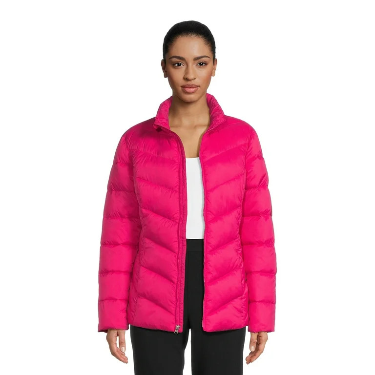 Time and Tru Women's Chevron Puffer Jacket, Sizes XS-3X | Walmart (US)
