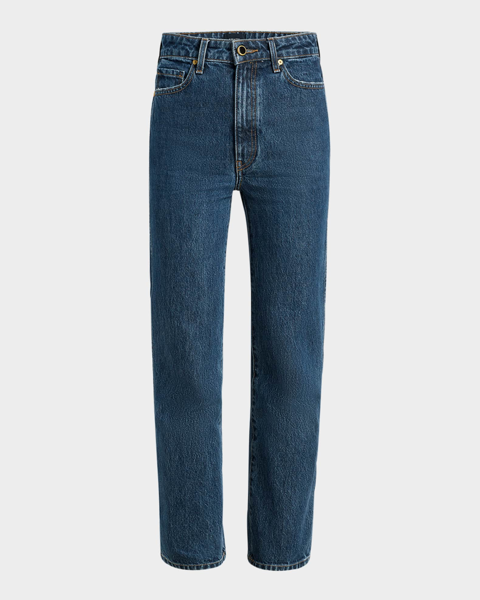 Abigail Gemstone Button Straight Leg Jeans | Neiman Marcus