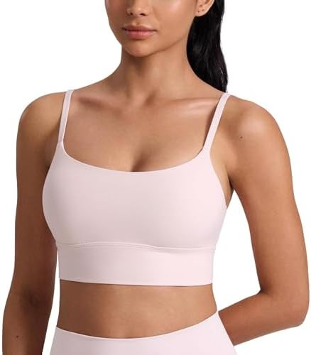 CRZ YOGA Butterlift Scoop Neck Longline Sports Bras for Women - Adjustable Spaghetti Strap Padded... | Amazon (US)