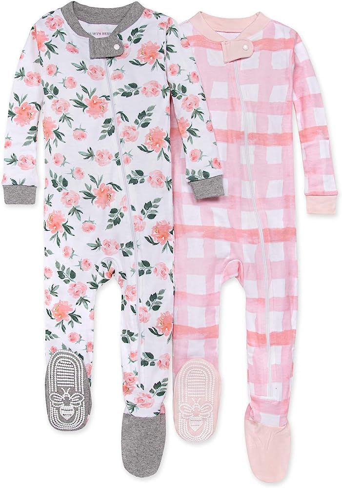 Burt's Bees Baby baby-girls Sleeper Pajamas, Zip Front Non-slip Footed Sleeper Pjs, 100% Organic ... | Amazon (US)