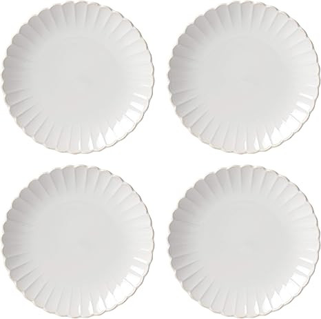 Lenox French Perle Scallop 4-Piece Dinner Plate Set, 7.40 LB, White | Amazon (US)