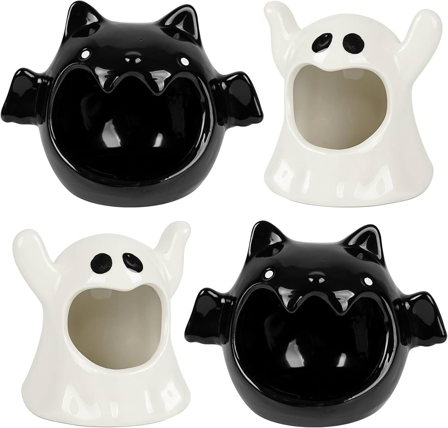 4 Pieces Halloween Candy Dish Holder Ceramic Bat Ghost Shaped Candle Holder Halloween Atmosphere ... | Amazon (US)
