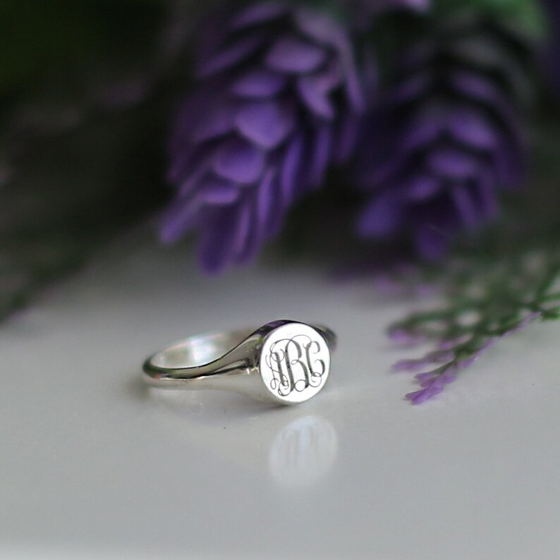 Sterling Silver Signet Ring-Personalized Rings-Monogram Ring-Letter Ring-Initial Ring-Engraved Ri... | Etsy (US)