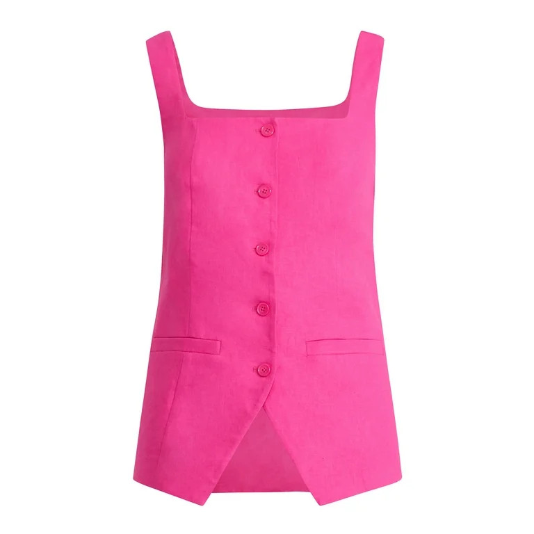 Scoop Women's and Women's Plus Linen Blend Longline Vest, Sizes XS-4X | Walmart (US)