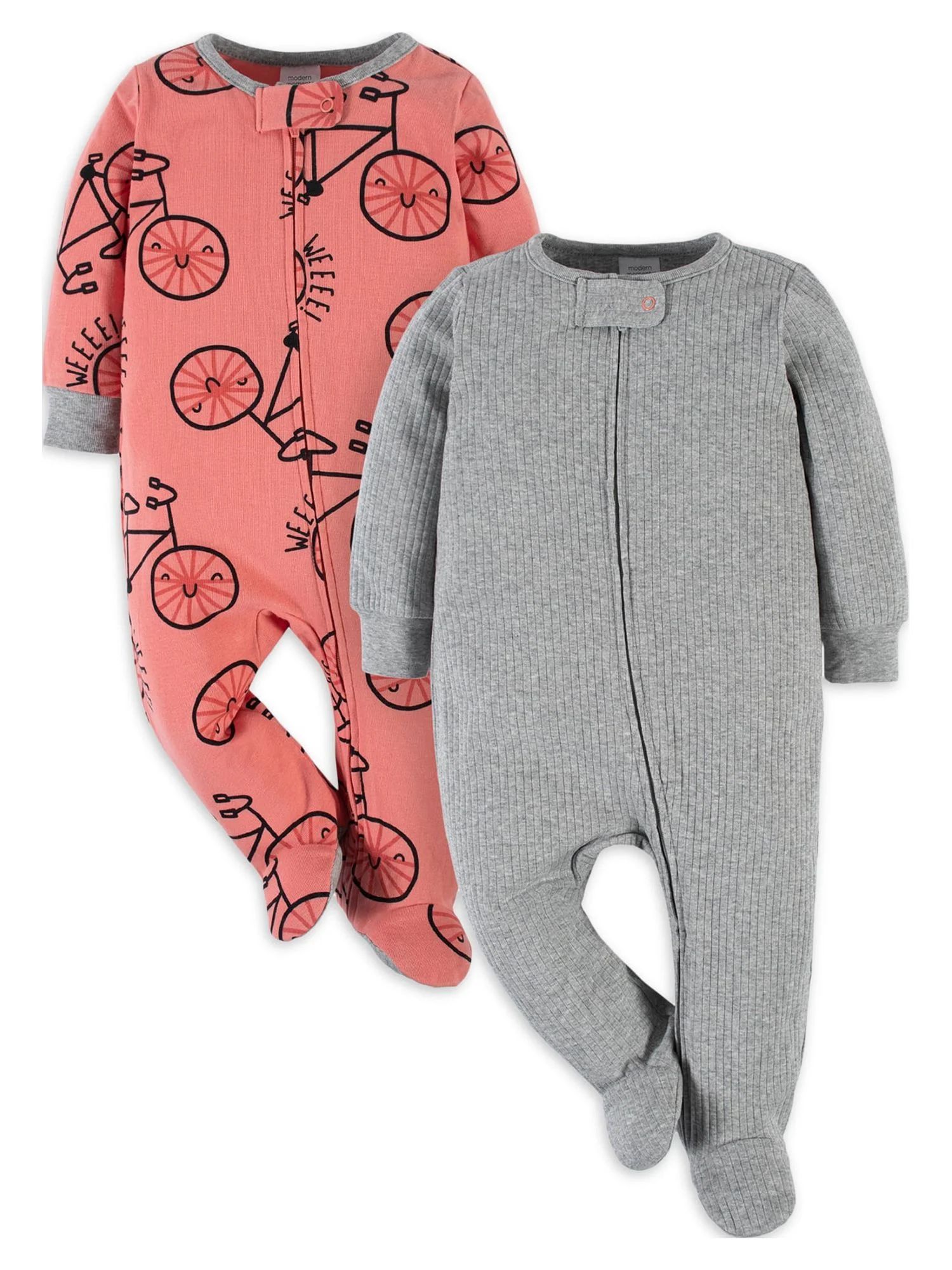 Modern Moments by Gerber Baby Boy, Baby Girl, & Unisex Sleep 'n Play Footed Pajamas, 2-Pack (Newb... | Walmart (US)