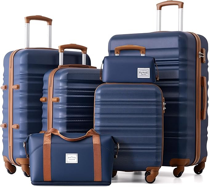 LONG VACATION Luggage Set 6 Piece Luggage ABS hardshell TSA Lock Spinner Wheels Luggage Carry on ... | Amazon (US)