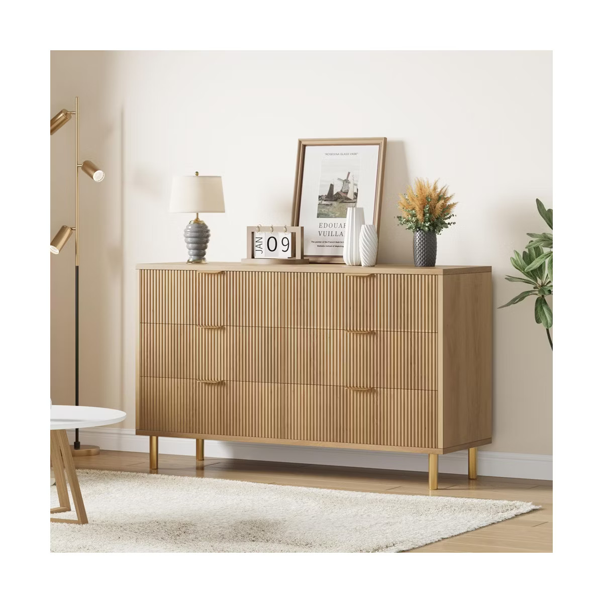 Modern 6 Drawer Dresser for Bedroom with Gold Handle and Large Drawer | Target