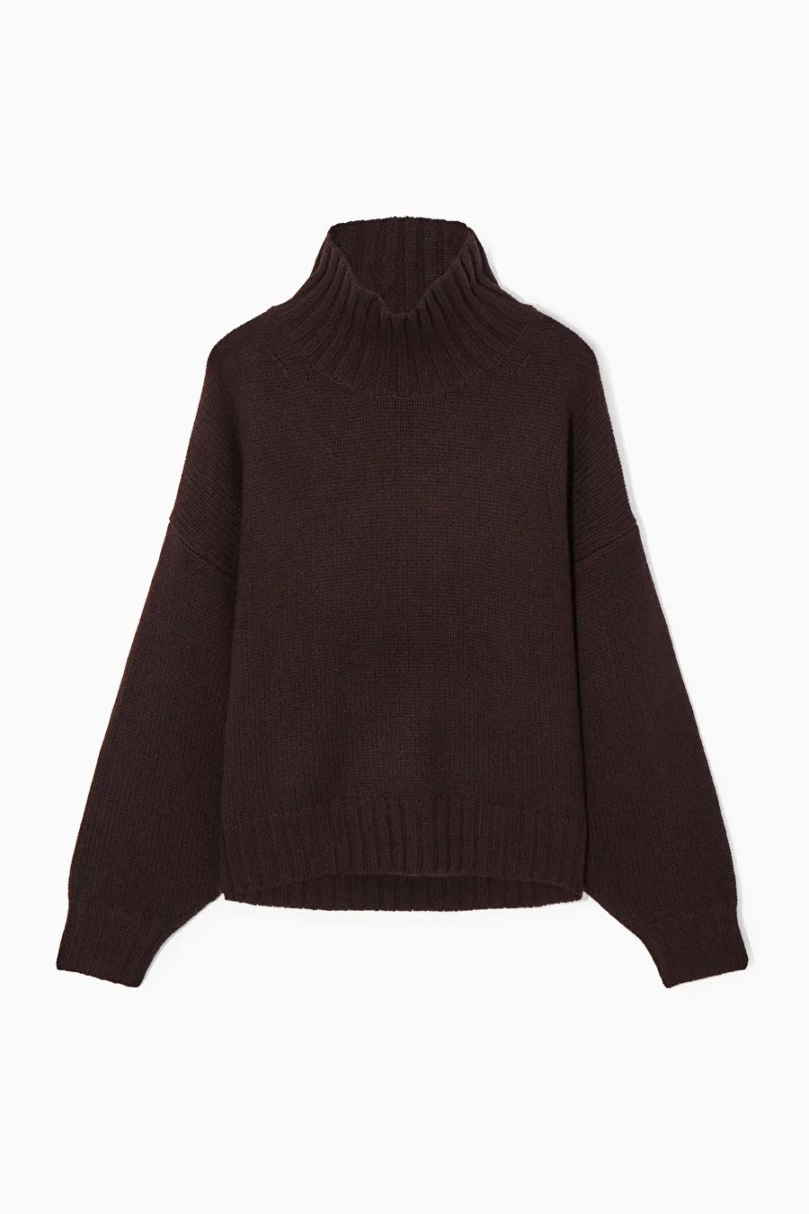 CHUNKY PURE CASHMERE TURTLENECK JUMPER - DARK BROWN - COS | COS UK
